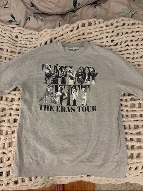Taylor Swift Grey Eras Tour Pullover with Black Photo Graphic